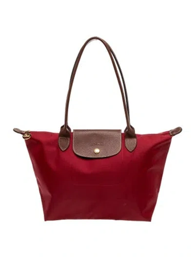 Pre-owned Longchamp Nylon Shoulder Bag In Burgundy