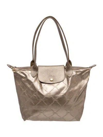 Pre-owned Longchamp Nylon Shoulder Bag In Gold/metallic