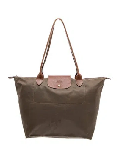 Pre-owned Longchamp Nylon Shoulder Bag In Gray