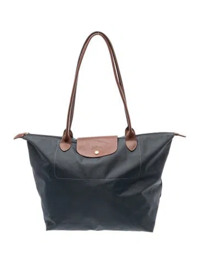 Pre-owned Longchamp Nylon Shoulder Bag In Gray