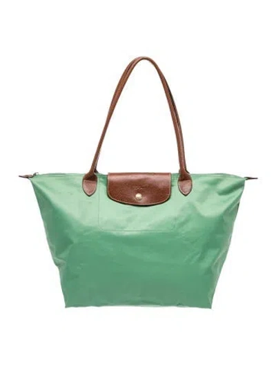 Pre-owned Longchamp Nylon Shoulder Bag In Green