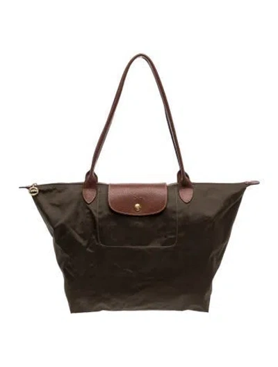 Pre-owned Longchamp Nylon Shoulder Bag In Green