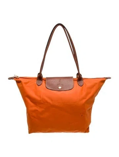 Pre-owned Longchamp Nylon Shoulder Bag In Orange