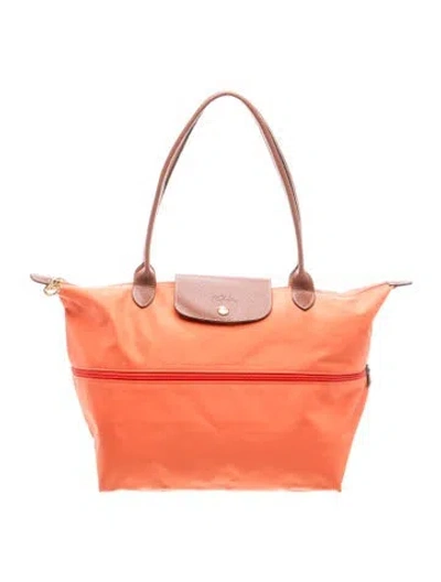 Pre-owned Longchamp Nylon Shoulder Bag In Orange