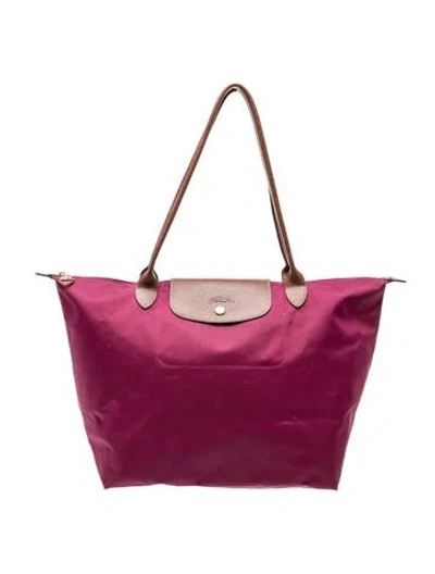 Pre-owned Longchamp Nylon Shoulder Bag In Pink