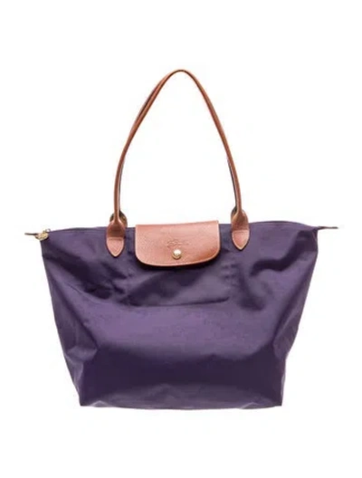 Pre-owned Longchamp Nylon Shoulder Bag In Purple