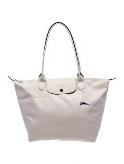 Pre-owned Longchamp Nylon Shoulder Bag In White