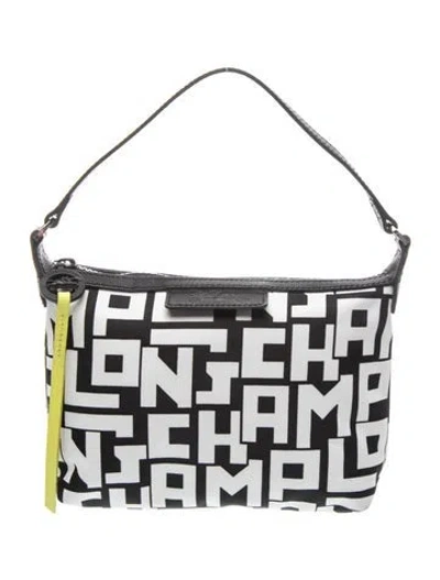 Pre-owned Longchamp Nylon Shoulder Bag In White