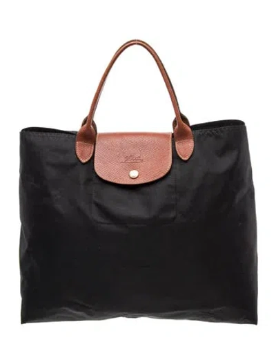 Pre-owned Longchamp Nylon Top Handle Bag In Black