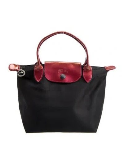 Pre-owned Longchamp Nylon Top Handle Bag In Black