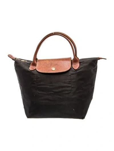 Pre-owned Longchamp Nylon Top Handle Bag In Black