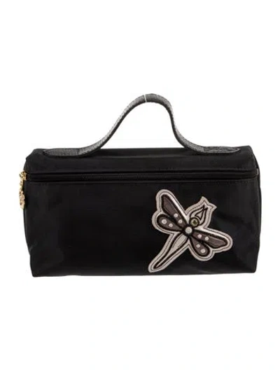 Pre-owned Longchamp Nylon Top Handle Bag In Black