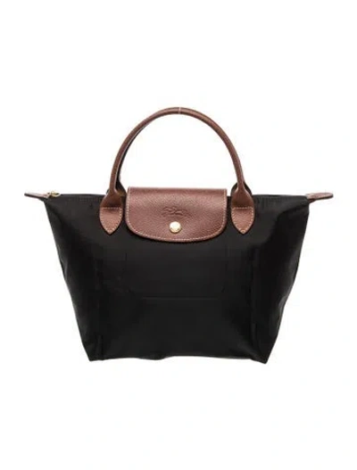 Pre-owned Longchamp Nylon Top Handle Bag In Black