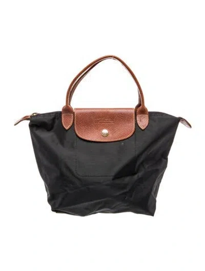 Pre-owned Longchamp Nylon Top Handle Bag In Black