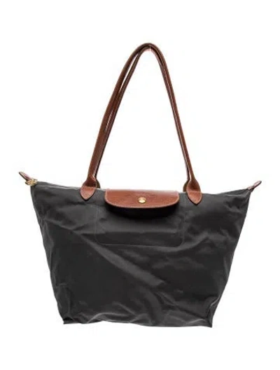 Pre-owned Longchamp Nylon Top Handle Bag In Black