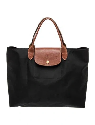 Pre-owned Longchamp Nylon Top Handle Bag In Black