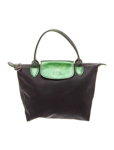 Pre-owned Longchamp Nylon Top Handle Bag In Black