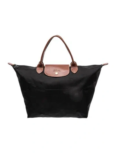 Pre-owned Longchamp Nylon Top Handle Bag In Black