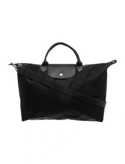 Pre-owned Longchamp Nylon Top Handle Bag In Black