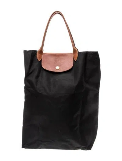 Pre-owned Longchamp Nylon Top Handle Bag In Black