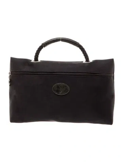 Pre-owned Longchamp Nylon Top Handle Bag In Black