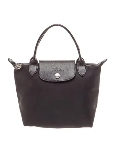 Pre-owned Longchamp Nylon Top Handle Bag In Black