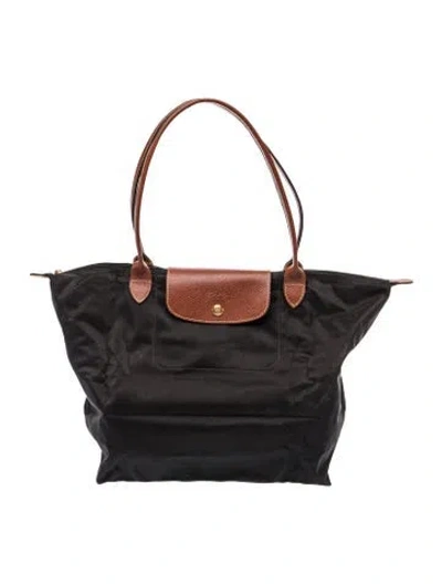 Pre-owned Longchamp Nylon Top Handle Bag In Black