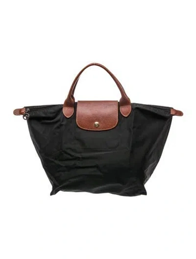 Pre-owned Longchamp Nylon Top Handle Bag In Black