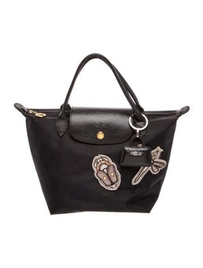 Pre-owned Longchamp Nylon Top Handle Bag In Black