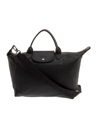 Pre-owned Longchamp Nylon Top Handle Bag In Black