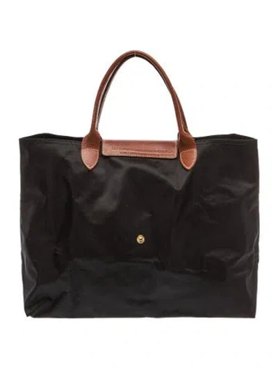 Pre-owned Longchamp Nylon Top Handle Bag In Black