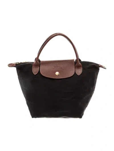 Pre-owned Longchamp Nylon Top Handle Bag In Black