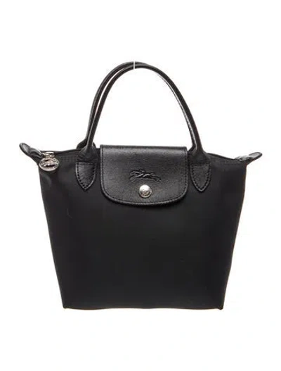 Pre-owned Longchamp Nylon Top Handle Bag In Black
