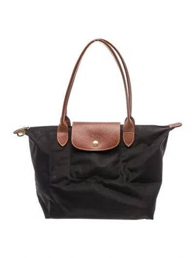 Pre-owned Longchamp Nylon Top Handle Bag In Black