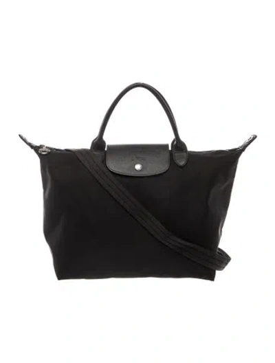 Pre-owned Longchamp Nylon Top Handle Bag In Black