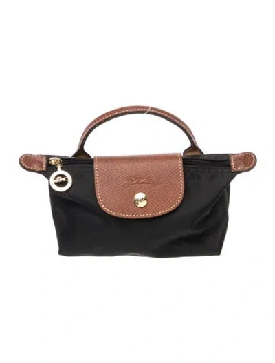 Pre-owned Longchamp Nylon Top Handle Bag In Black