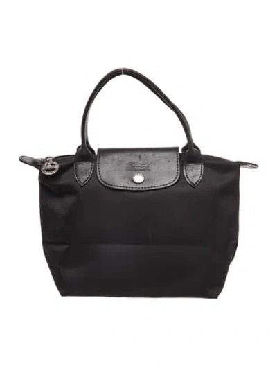 Pre-owned Longchamp Nylon Top Handle Bag In Black