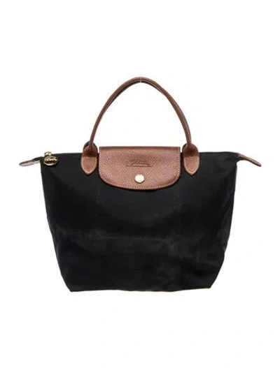 Pre-owned Longchamp Nylon Top Handle Bag In Black