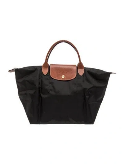 Pre-owned Longchamp Nylon Top Handle Bag In Black