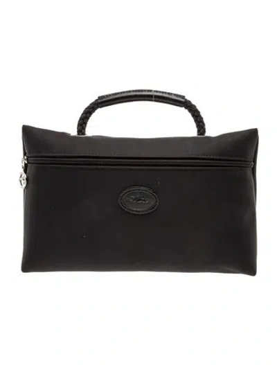 Pre-owned Longchamp Nylon Top Handle Bag In Black
