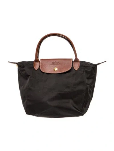 Pre-owned Longchamp Nylon Top Handle Bag In Black