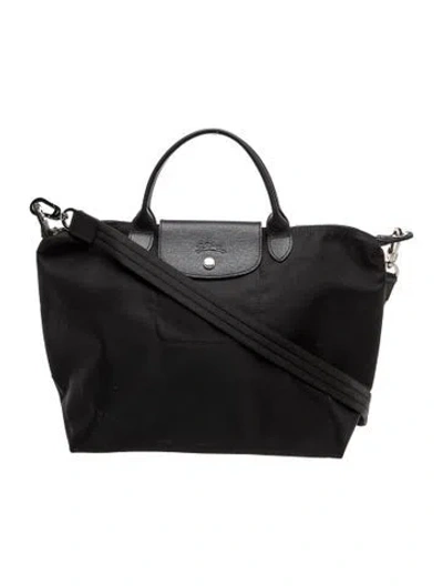 Pre-owned Longchamp Nylon Top Handle Bag In Black