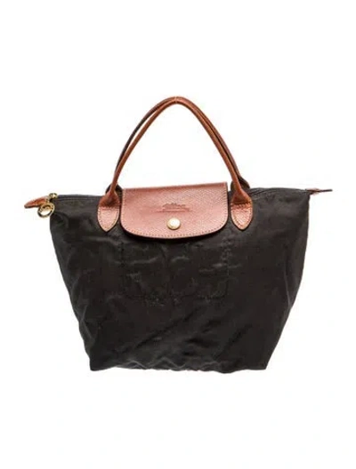 Pre-owned Longchamp Nylon Top Handle Bag In Black