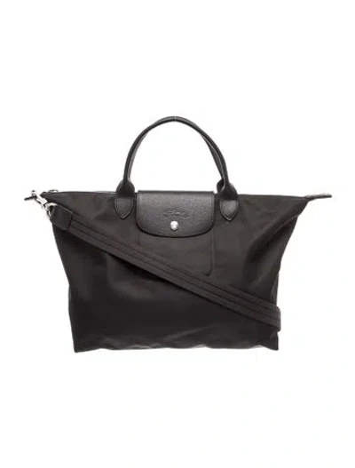 Pre-owned Longchamp Nylon Top Handle Bag In Black