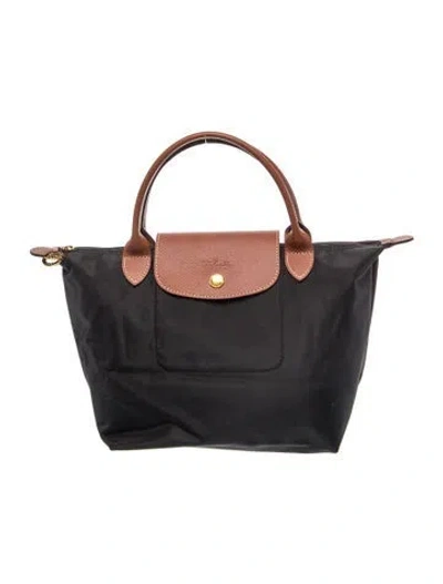 Pre-owned Longchamp Nylon Top Handle Bag In Black
