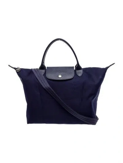 Pre-owned Longchamp Nylon Top Handle Bag In Blue