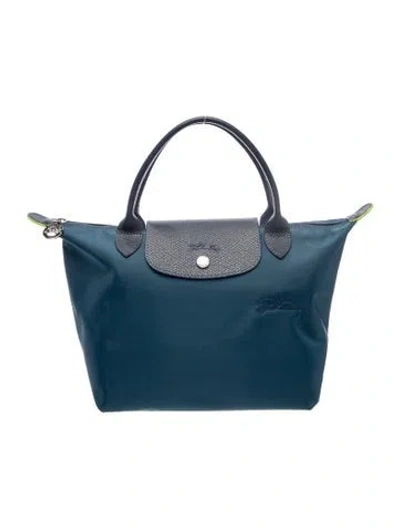 Pre-owned Longchamp Nylon Top Handle Bag In Blue