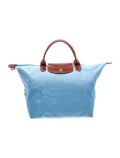 Pre-owned Longchamp Nylon Top Handle Bag In Blue