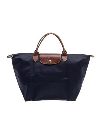 Pre-owned Longchamp Nylon Top Handle Bag In Blue