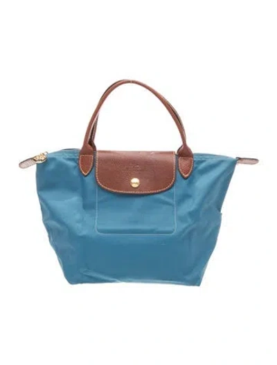 Pre-owned Longchamp Nylon Top Handle Bag In Blue